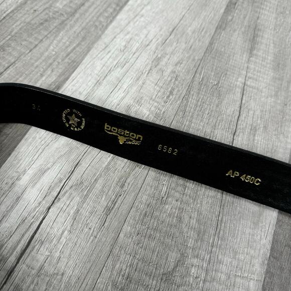 Boston Leather Classic Black Leather Belt Removable Buckle Size 34 - Picture 8 of 9